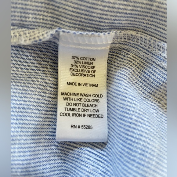 Express Blue And White Striped Bell Sleeve Blouse- Size S - Picture 11 of 14